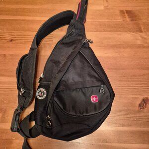 Pre-owned Swiss Gear cross body  sling backpack bag black